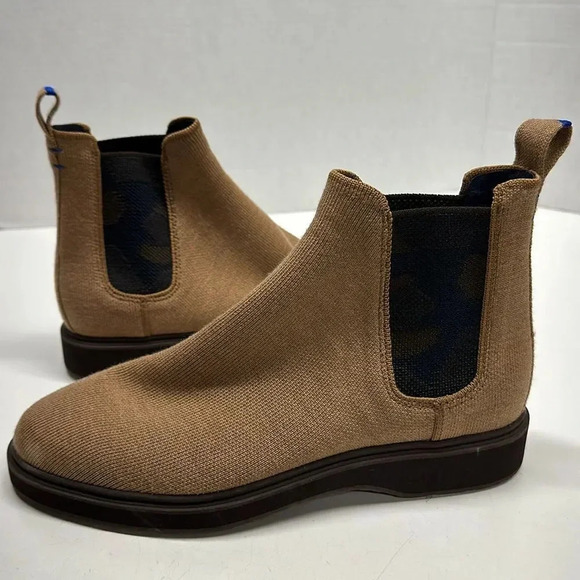 Rothys The Merino Chelsea Boot in Bourbon Brown Tan Camouflage Camo Mens Size 8 - Picture 1 of 9